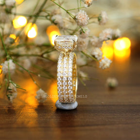 [Radiant Cut Moissanite Wedding Ring Yellow Gold]-[Golden Bird Jewels]