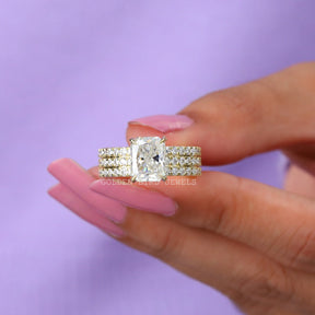 [2.95 Ct Radiant Cut Moissanite Wedding Ring]-[Golden Bird Jewels]