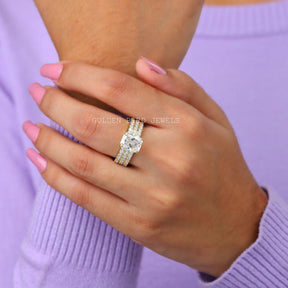 [Radiant Cut Moissanite Cluster Wedding Ring]-[Golden Bird Jewels]