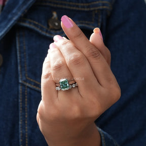 Radiant Cut Bezel Set Engagement Ring With Wedding Band