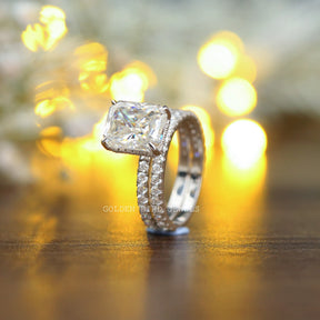 Beautiful And Luxury Look Of Colorless Radiant And Round Cut Moissanite Wedding Bridal Ring Set
