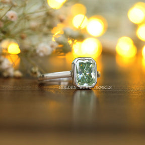 Bezel Set Fancy Color Moissanite Engagement Ring