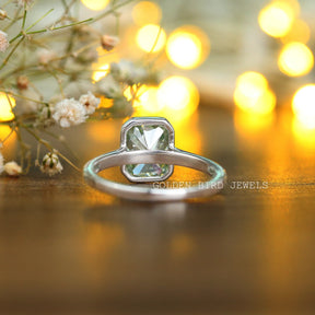 [Mint Green Radiant Cut Moissanite Solitaire Engagement Ring]-[Golden Bird Jewels]