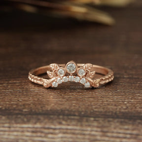 Round Cut Moissanite Matching Dainty Wedding Band