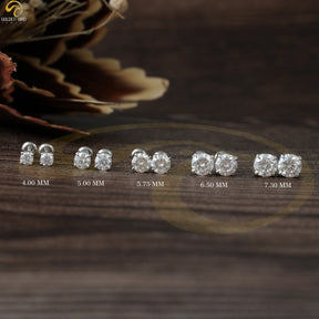 2 Carat Colorless Round Cut Moissanite Stud Earrings