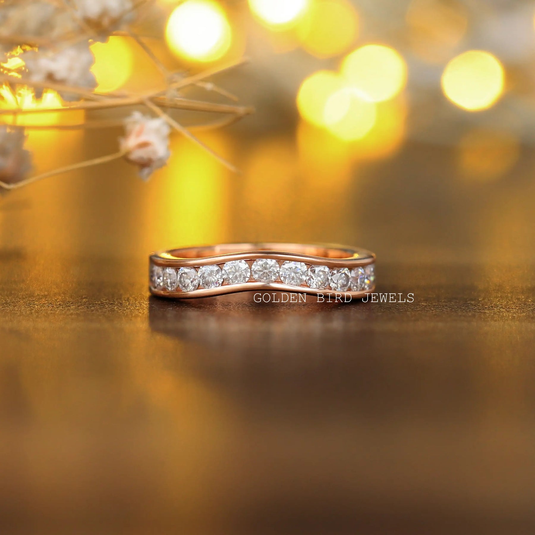 Round Cut Channel Set Moissanite Wedding Band