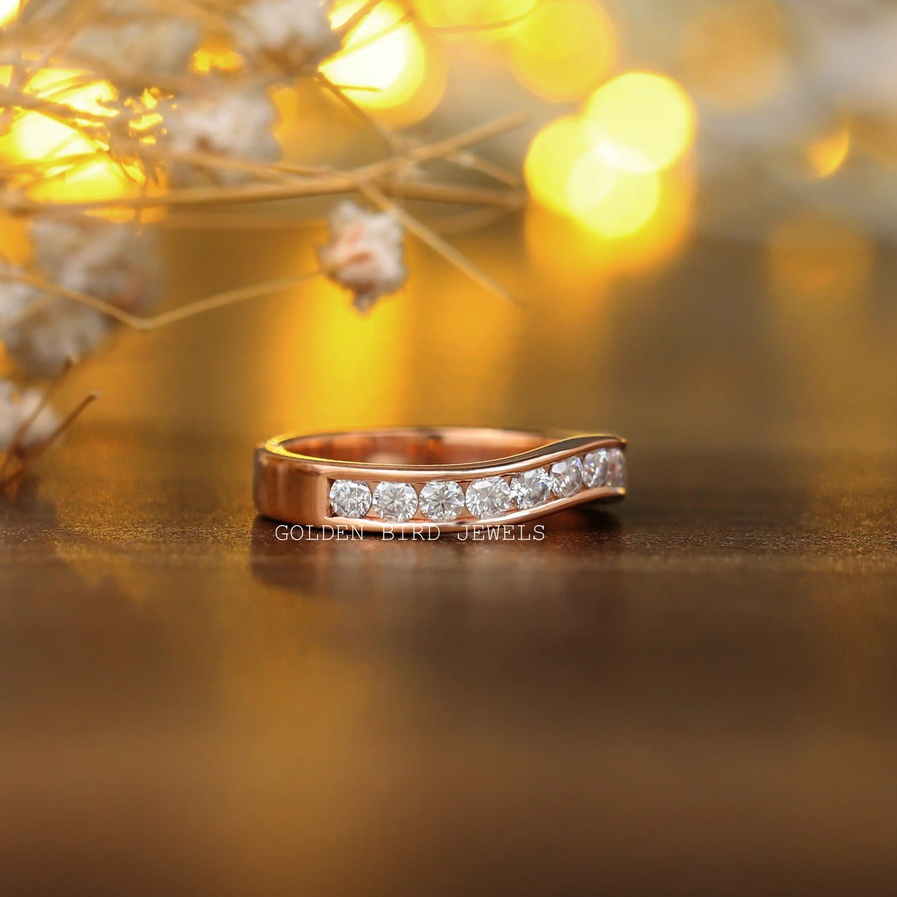 Moissanite channel set online eternity band