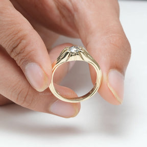 [Art Deco Moissanite Engagement Ring]-[Golden Bird Jewels]