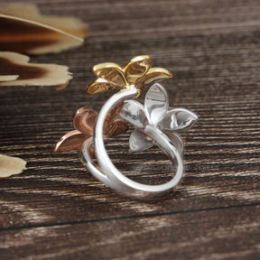[Unique Moissanite Engagement Ring Set In Flower Style]-[Golden Bird Jewels]