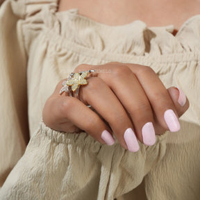 [Round Cut Moissanite Slower Style Engagement Ring]-[Golden Bird Jewels]