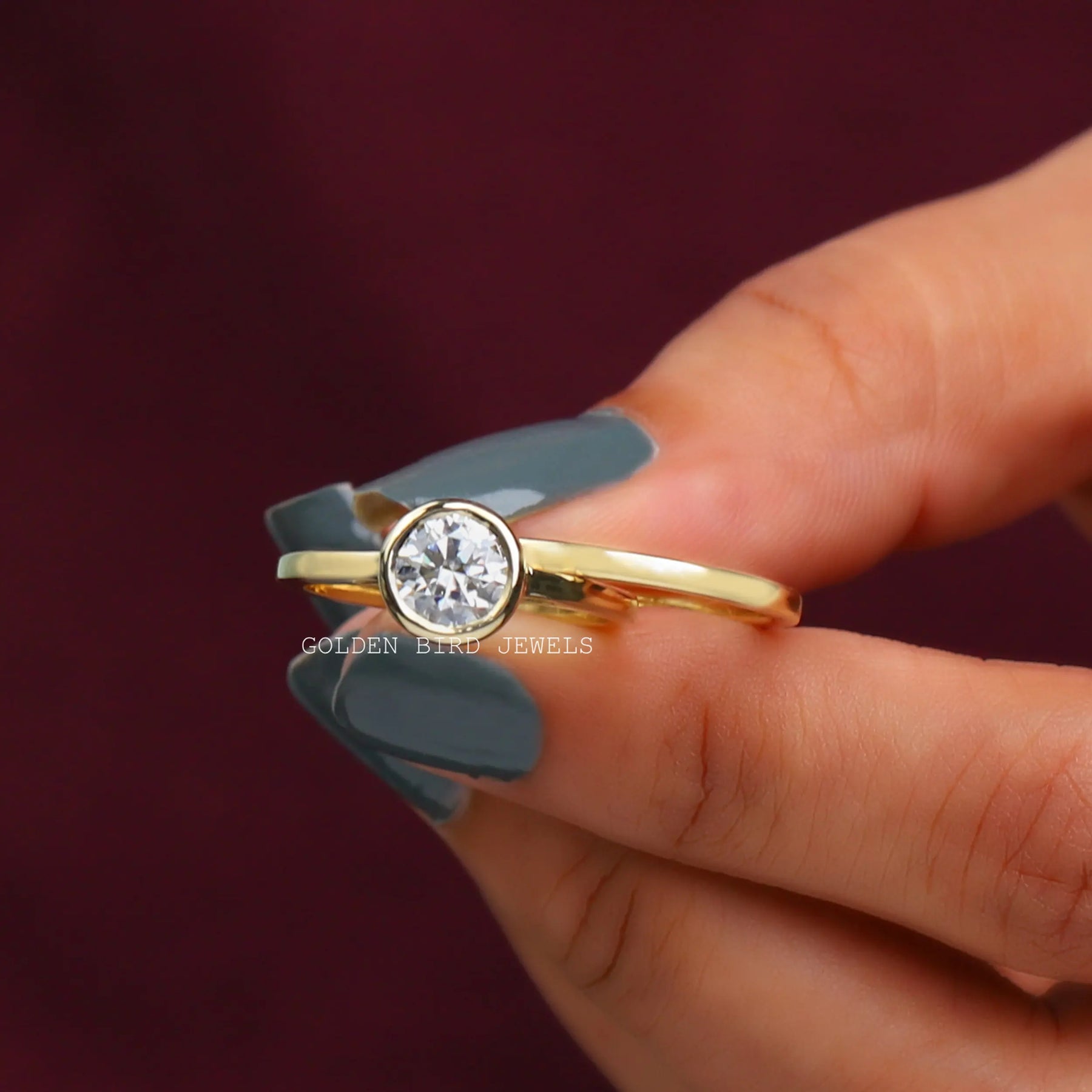 [1 Carat Moissanite Round Cut Bridal Wedding Ring Set]-[Golden Bird Jewels]