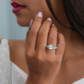 Round Cut Moissanite Bridal Wedding Ring Set