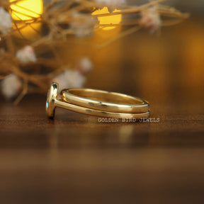 [Round Cut Moissanite 1 Carat Wedding Bridal Ring Set]-[Golden Bird Jewels]