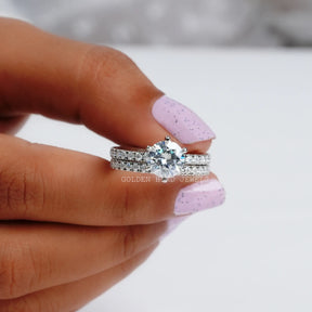 Round Cut Moissanite Bridal Wedding Ring Set