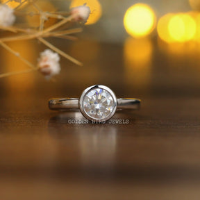 [1.50 Carat Round Cut Moissanite Engagement Ring]-[Golden Bird Jewels]