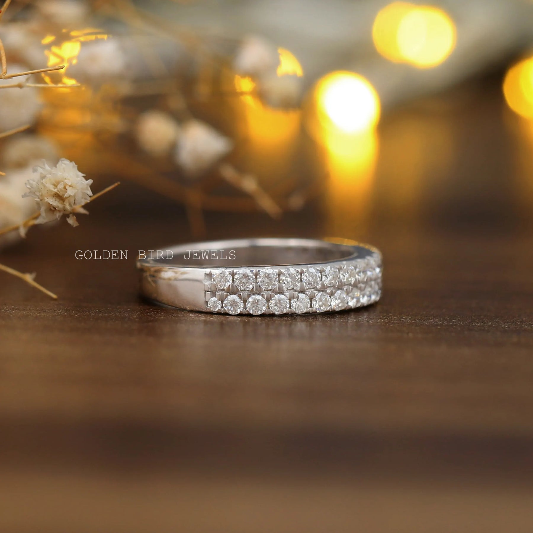 [Wedding Half Eternity Moissanite Band]-[Golden Bird Jewels]