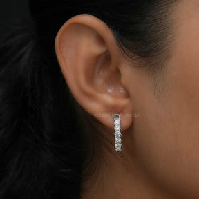 [Moissanite Hoops Earrings Made Of White Gold]-[Golden Bird Jewels]