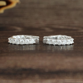 [Hoops Earrings Set In Round Cut Moissanite Stones]-[Golden Bird Jewels]