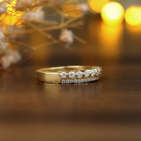 Side View Of Moissanite Half Eternity Wedding Band