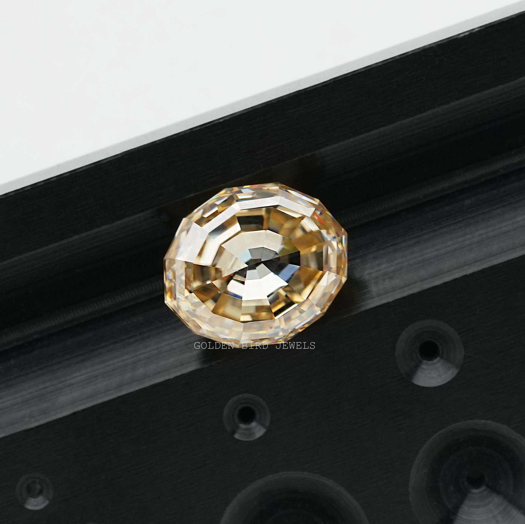 3.43 Carat Yellow Step Cut Oval Shape Moissanite With VVS Clarity