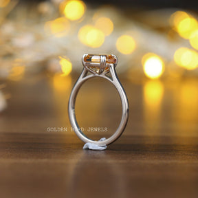 Side View Of Champagne Moissanite Solitaire Engagement Ring