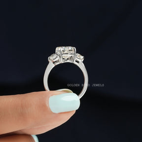 [Oval Shape Moissanite Engagement Ring In White Gold]-[Golden Bird Jewels]