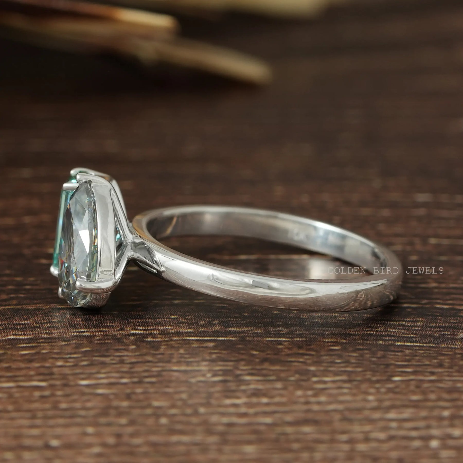 Let Side View Of Fancy Grey Pear Cut Moissanite Two Stone Toi Et Moi Engagement Ring