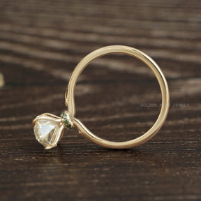 [Yellow Gold Engagement Ring Made With Old Mine Marquise Cut Moissanite]-[Golden Bird Jewels]