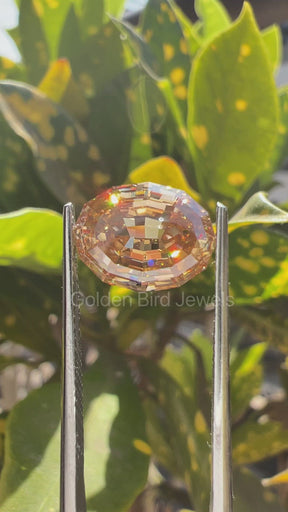 3.05 Carat Step Cut Champagne Colored Oval Moissanite Loose