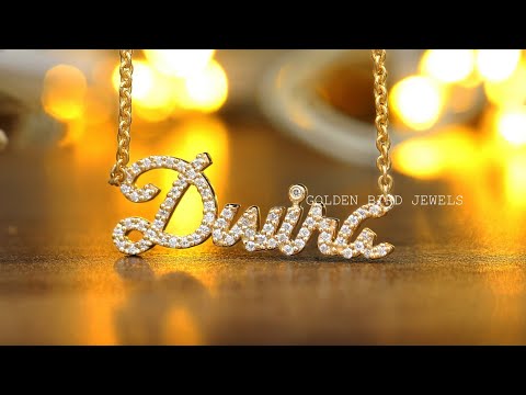 [[YouTube Video Of Moissanite Round Personalized Nameplate Pendant]-[Golden Bird Jewels]