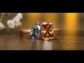 Radiant & Pear Cut Fancy Colored Moissanite Toi Moi Ring