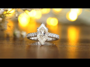 [Youtube Video Colorless Dutch Marquise Cut Moissanite Accent Stone Engagement Ring]-[Golden Bird Jewels]