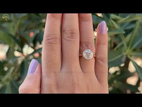 [Youtube Video Of Colorless Octagon Cut Moissanite Engagement Ring]-[Golden Bird Jewels]