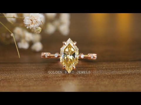 Youtube Video 3 Carat Yellow Dutch Marquise Cut Moissanite Engagement Ring
