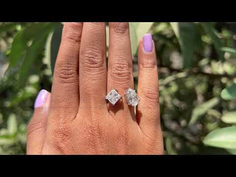Princess Pear Moissanite Toi Et Moi Engagement Ring