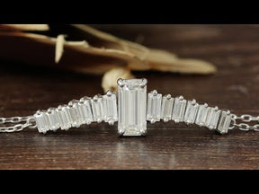 Youtube Video Long Emerald Cut With Baguette Moissanite Tennis Chain Bracelet 