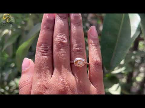 [Youtube Video Of Champagne Step Cut Oval Double Prong Moissanite Ring]-[Golden Bird Jewels]