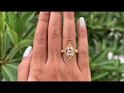 [Rose Cut Cushion Moissanite Vintage Engagement Ring]-[Golden Bird Jewels]
