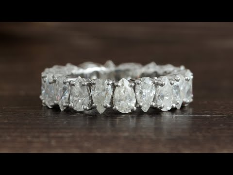 Youtube video of pear shape moissanite full eternity wedding band
