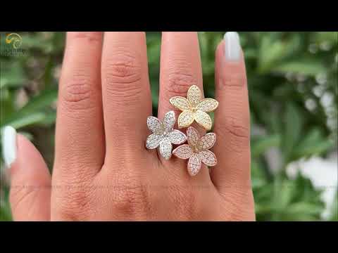 [YouTube Video Of Moissanite Round Cut Flower Style Multi-Stone Engagement Ring]-[Golden Bird Jewels]