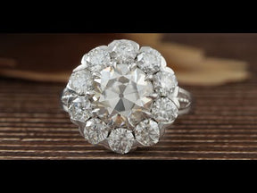 [YouTube Video Of 2.15 Carat Old European Round Cut Moissanite Halo Ring]-[Golden Bird Jewels]