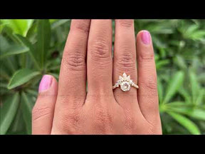 Rose Cut Round Moissanite Curved Engagement Ring