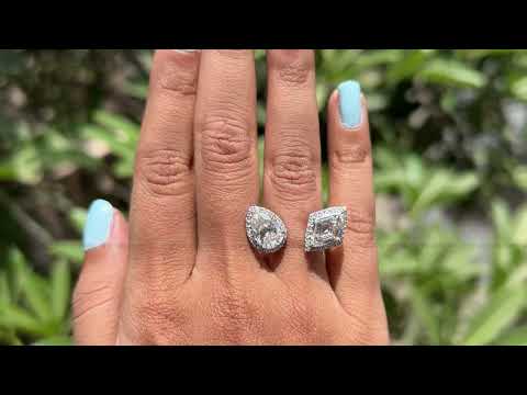 Step Cut Marquise Moissanite Halo Ring