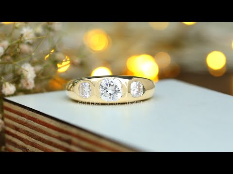Youtube Video Of Cushion Cut Three Stone Moissanite Engagement Ring