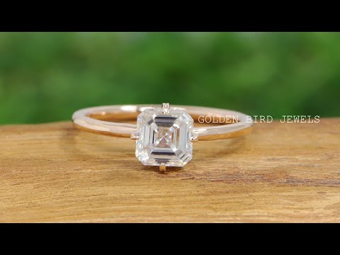 [YouTube Video Of Asscher Cut Colorless Moissanite Engagement Ring]-[Golden Bird Jewels] 