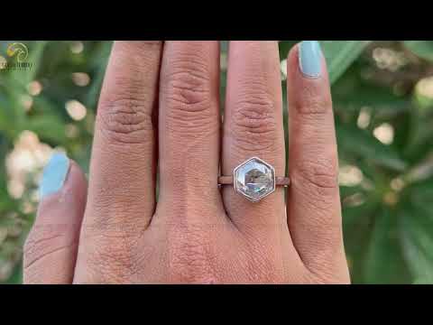 Rose Cut Hexagon Moissanite Engagement Ring