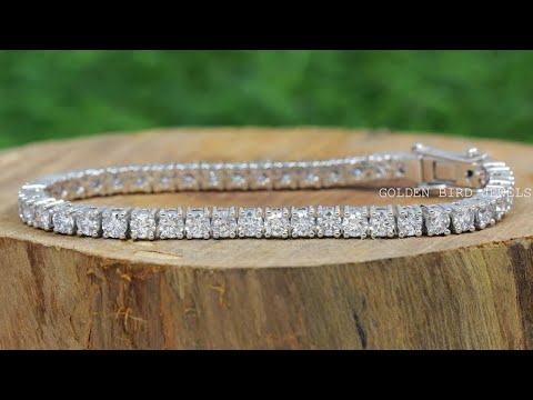 [YouTube Video Of Moissanite Colorless Round Cut Tennis Bracelet For Women]-[Golden Bird Jewels]