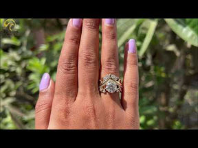 [YouTube Video of Moissanite Round Cut Bridal Vintage Ring Set]-[Golden Bird Jewels]