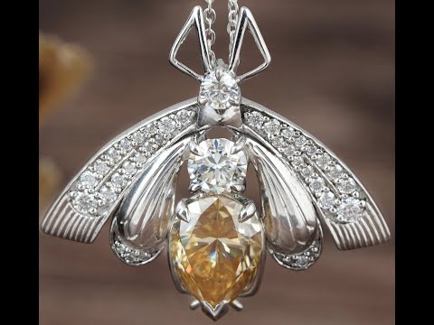 Yellow Moissanite Pear Cut Bridal Pendant
