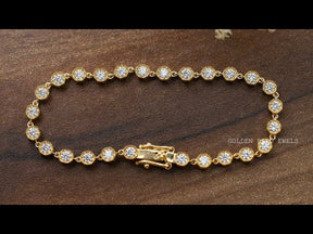 [YouTube Video Of Moissanite Round Cut Tennis Bracelet]-[Golden Bird Jewels]
